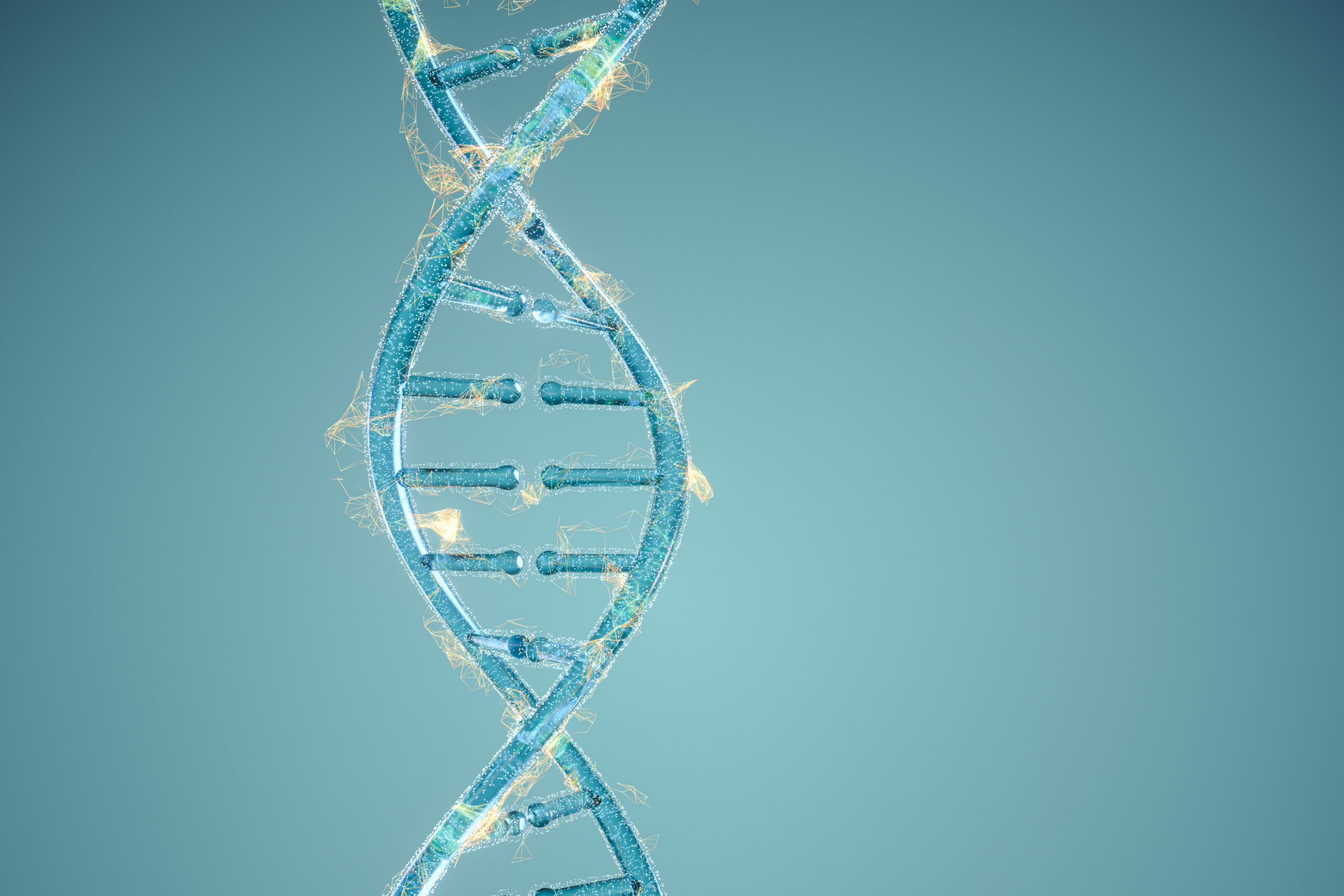 DNA and chromosomes,genes and inheritance,3d rendering. Computer digital drawing.